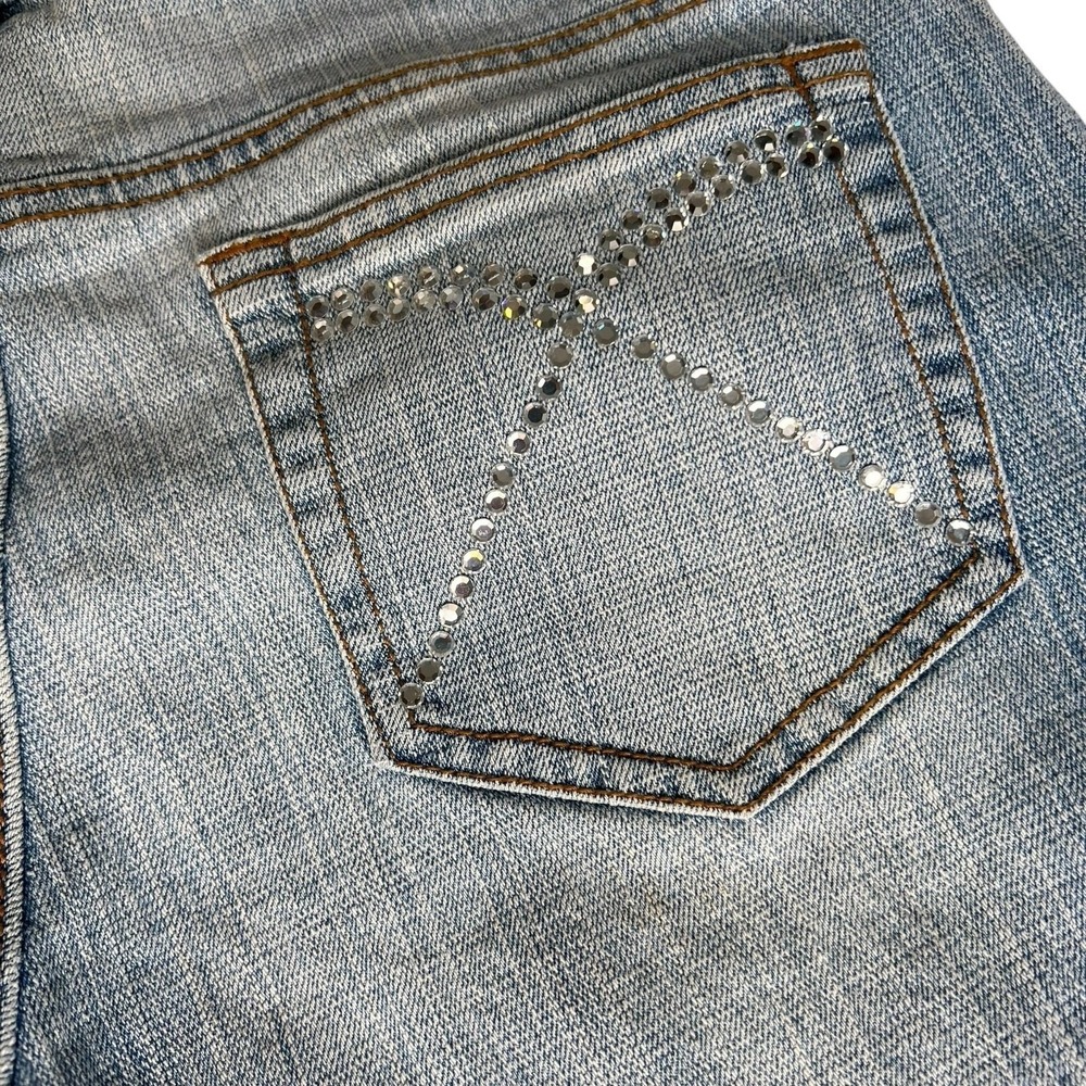 Cache Womens Rhinestone Embellished Jeans 8 Cropped Capris Chic Glam Casual Y2K - Picture 8 of 13